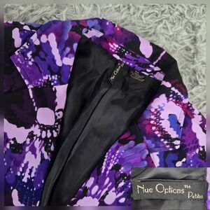 Nue Options Womens‎ PM Petite Medium Purple 3 Button No Vent Blazer Jacket
